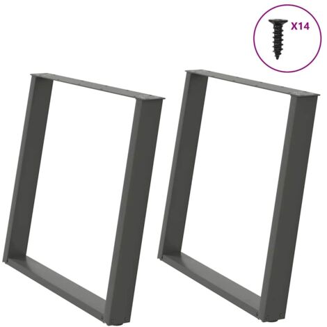 Pieds de table à manger en U 2 pièces Anthracite 100 x (72-73) cm Acier vidaXL