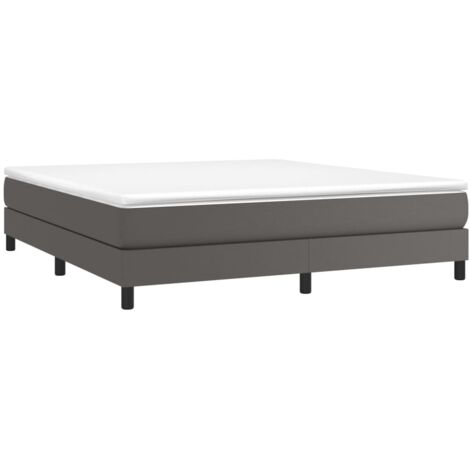vidaXL Sommier à lattes de lit avec matelas Gris 180x200 cm Similicuir