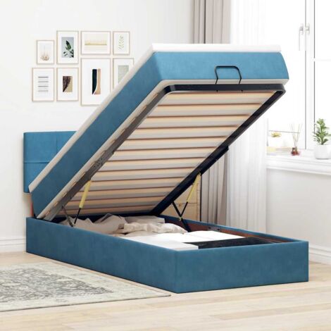 vidaXL Lit ottoman avec matelas et LED bleu foncé 80x200cm velours (1/5)