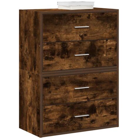 Armoires avec 2 tiroirs 2 pcs chêne fumé bois d'ingénierie vidaXL
