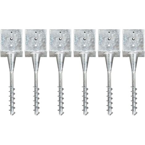 Piquets au sol 6 pcs Argenté 14x14x58 cm Acier galvanisé