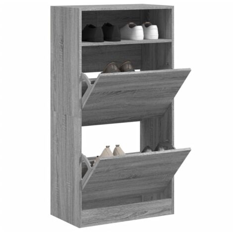 vidaXL Armoire à chaussures Sonoma gris 60x34x116 cm Bois d'ingénierie (1/5)