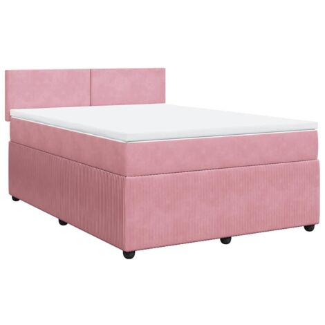 Sommier à lattes de lit avec matelas Rose 140x190 cm Velours vidaXL (1/5)