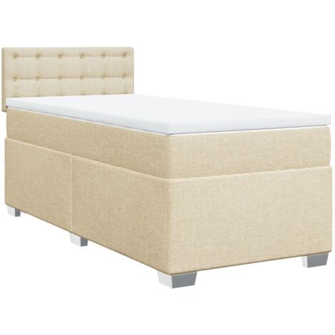 Sommier à lattes de lit avec matelas Crème 90x200 cm Tissu vidaXL
