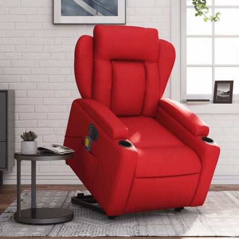 Fauteuil inclinable de massage électrique rouge similicuir vidaXL (1/5)