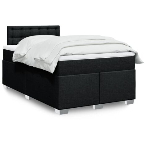 vidaXL Sommier à lattes de lit avec matelas Noir 120x200 cm Tissu
