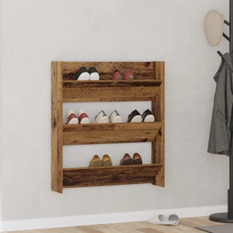 vidaXL Armoire à chaussures murale vieux bois 80x18x90 cm (1/5)