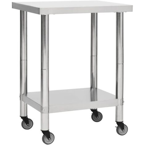 Table de travail de cuisine avec roues 80x30x85 cm Inox vidaXL