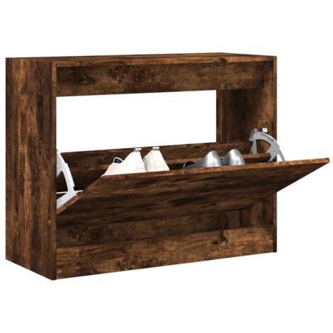 Armoire à chaussures chêne fumé 80x34x63 cm bois d'ingénierie vidaXL