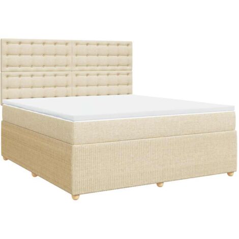 Sommier à lattes de lit avec matelas Crème 180x200 cm Tissu vidaXL (1/5)