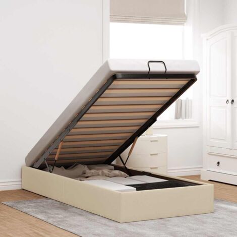 Cadre de lit ottoman sans matelas crème 90x200 cm tissu vidaXL