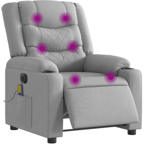 Fauteuil de massage inclinable électrique gris clair tissu vidaXL