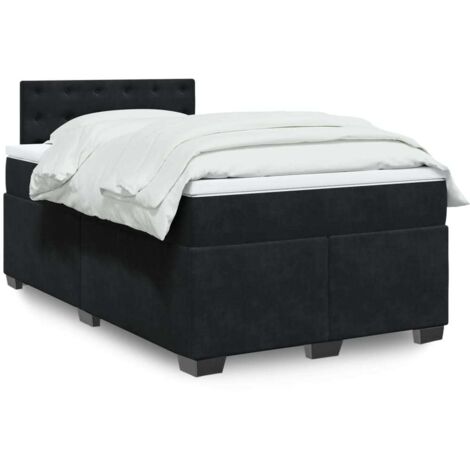 vidaXL Sommier à lattes de lit avec matelas noir 120x190 cm velours