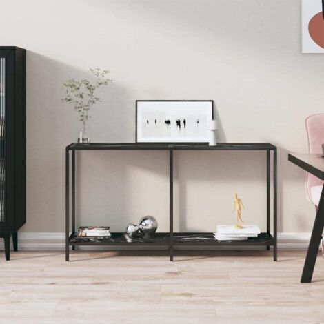 Table console Noir 140x35x75,5 cm Verre trempé vidaXL