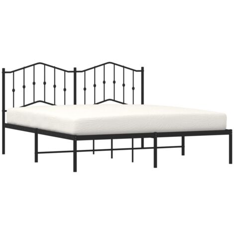 Cadre de lit métal sans matelas et tête de lit noir 160x200 cm vidaXL (1/5)