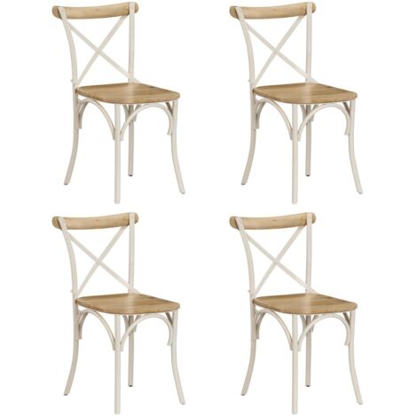 vidaXL Chaises à dossier croisé lot de 4 blanc bois de manguier massif