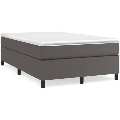 Sommier à lattes de lit avec matelas gris 120x190 cm similicuir vidaXL