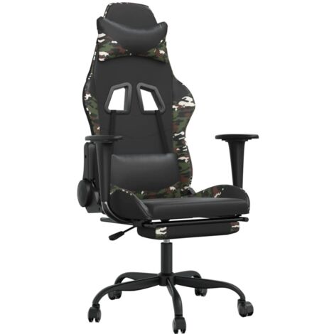 Chaise de jeu avec repose-pied Noir et camouflage Similicuir vidaXL (1/5)
