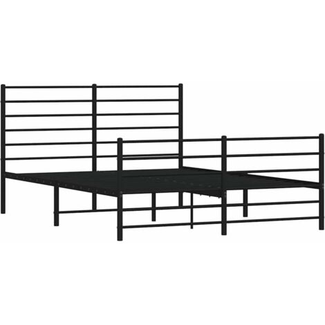 Cadre de lit métal sans matelas avec pied de lit noir 140x200cm vidaXL (1/5)
