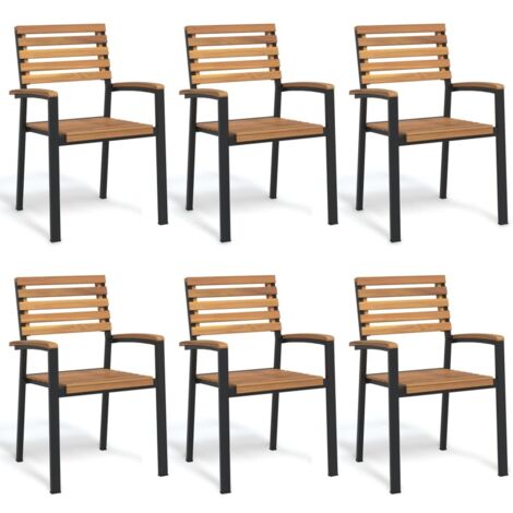 Chaises de jardin empilables lot de 6 bois d'acacia et métal vidaXL