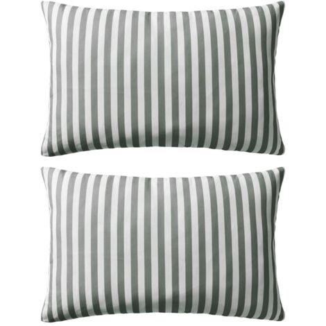 vidaXL Outdoor Pillows 2 pcs Stripe Print 60x40 cm Grey
