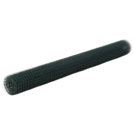 vidaXL Chicken Wire Fence Steel with PVC Coating 25x1,5 m Green
