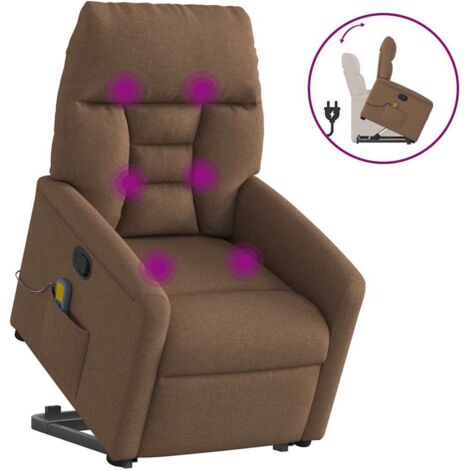 vidaXL Fauteuil de massage inclinable Marron Tissu (1/5)