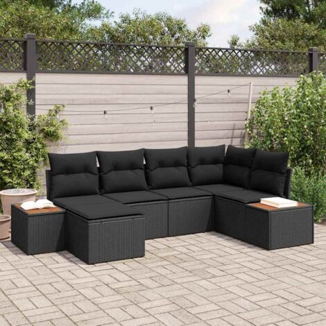 vidaXL Ensemble de canapé de jardin 6 pcs Noir 264 x 154 x 85 cm (1/5)