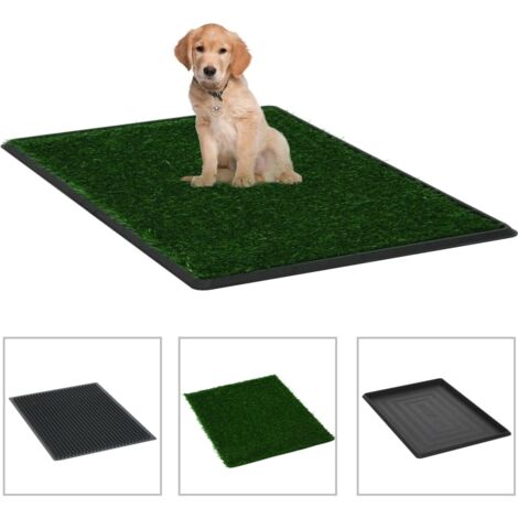 Vidaxl – Tapis éducateur pour chien 2 pcs – Gazon artificiel vert 76 x 51 cm – Bac à grille pour nettoyage facile – Non toxique et sécurisé