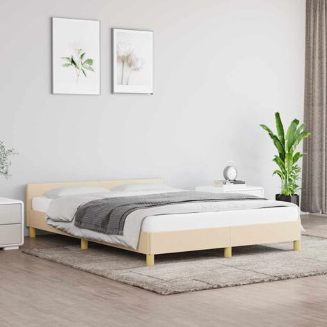 Cadre de lit sans matelas crème 140x200 cm tissu vidaXL (1/5)