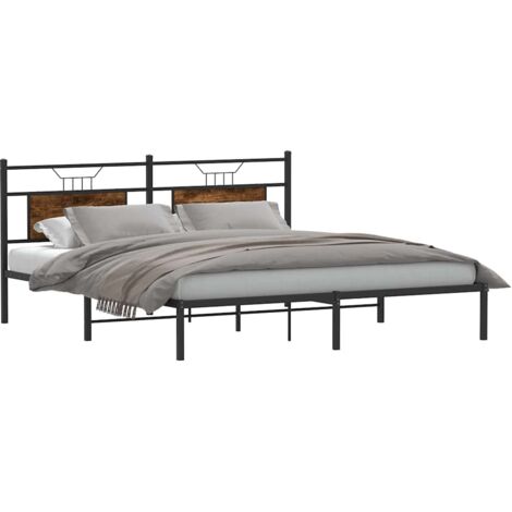 Cadre de lit sans matelas chêne fumé 160x200 cm bois ingénierie vidaXL (1/5)