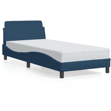 Cadre de lit avec tête de lit Dover bleu 90x200 cm tissu vidaXL (1/9)