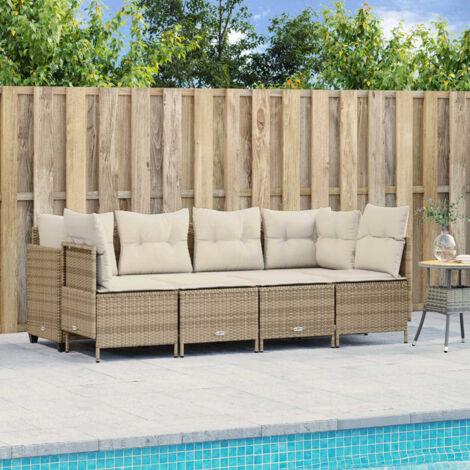 Salon de jardin avec coussins 5 pcs beige résine tressée vidaXL (1/5)