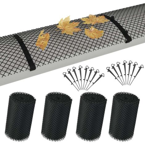 Vidaxl – Maille de gouttière 4 pcs – Clips robustes en PEHD – Taille 600 x 18 cm – Maille 7 x 7 mm pour nettoyage facile