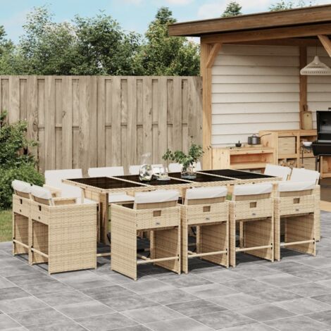 vidaXL Ensemble à manger de jardin et coussins 13 pcs beige