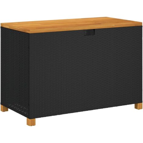 Vidaxl – Coffre de jardin noir en résine tressée et bois d'acacia – Dimensions 110x55x63 cm – Capacité 320 kg – Sac résistant à l'eau inclus (1/6)