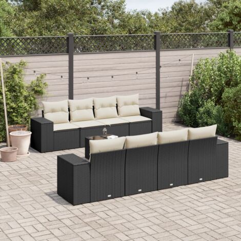 vidaXL Salon de jardin 9 pcs avec coussins noir résine tressée (1/3)