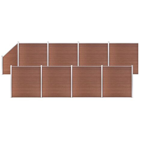 vidaXL Ensemble de clôture WPC 8 Carré + 1 Incliné 1484x186 cm Marron