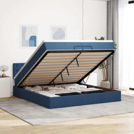 VidaXL Cadre de lit ottoman avec matelas bleu 200x200 cm tissu (1/5)