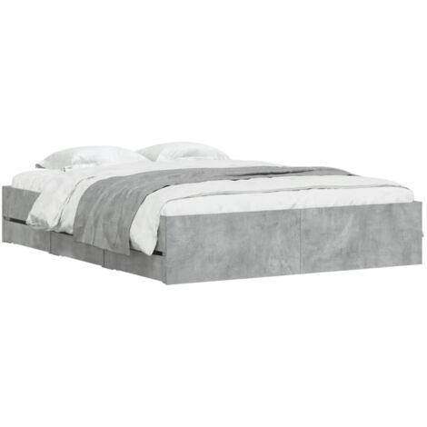 Cadre de lit avec tiroirs sans matelas gris béton 140x190 cm vidaXL