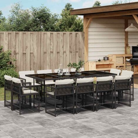 Ensemble à manger de jardin 13 pcs coussins noir résine tressée vidaXL