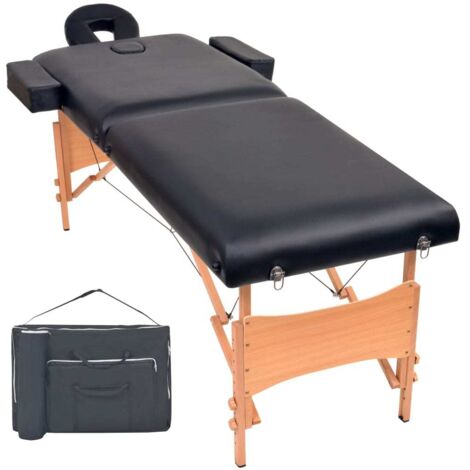 Table de massage pliable，Lit de Massage à 2 zones 10 cm d'épaisseur Noir vidaXL