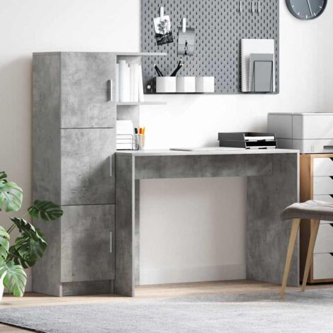 Bureau avec rangement 2 pcs Gris béton Bois d'ingénierie vidaXL