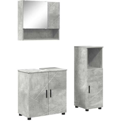Ensemble de mobilier de salle de bain 3 pcs Gris béton vidaXL (1/5)