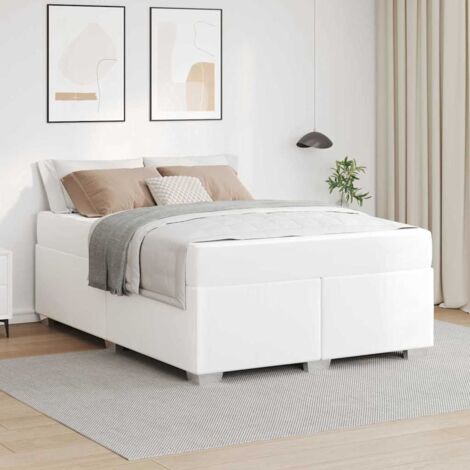 vidaXL Cadre de lit Blanc 140 x 200 cm Faux cuir (1/5)