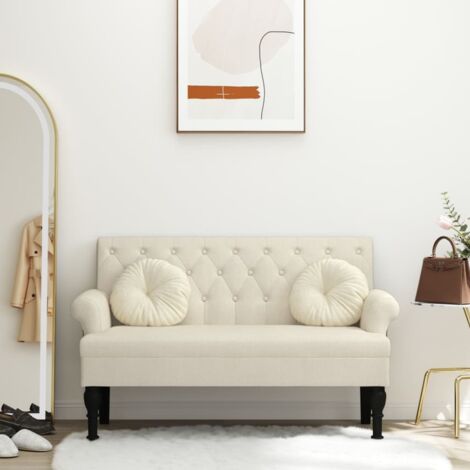 Vidaxl – Banquette avec dossier en lin 120x62x75,5 cm – Rembourrage épais – Pieds en bois massif – Design élégant (1/5)
