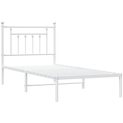 Cadre de lit métal sans matelas avec tête de lit blanc 80x200cm vidaXL (1/5)