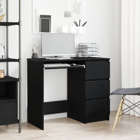 Vidaxl – Bureau enfant noir chêne 90x45x76 cm – Bois d'ingénierie résistant à l'humidité – Grand espace de rangement – Design intemporel