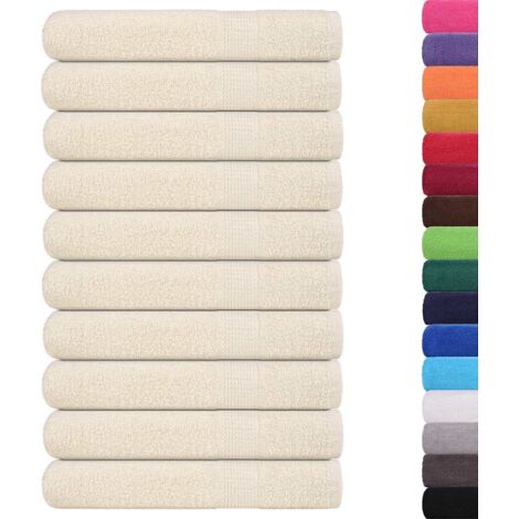 Vidaxl – Lot de 10 serviettes de bain crème 100x200 cm 360 g/m² – 100% coton durable – Lavables en machine – Certifié OEKO-TEX