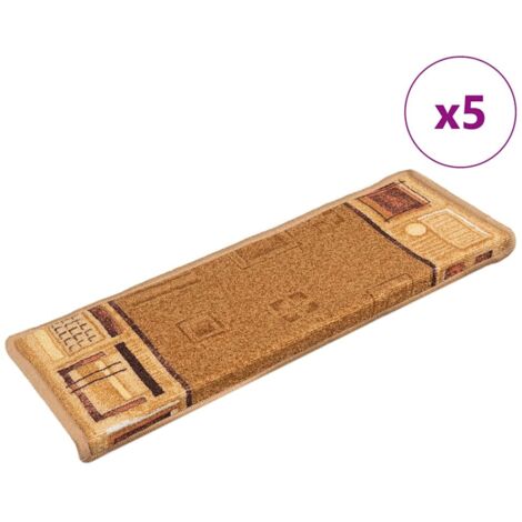 Tapis d'escalier autoadhésifs 5 pcs 65x21x4 cm Beige vidaXL